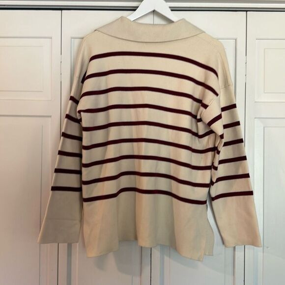 Zara collared striped oversized pullover sweater small - Picture 5 of 9